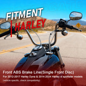 Durite de Frein Avant ABS Tressée (12", 14" ou 16") - Harley-Davidson Dyna & Sportster XL – photo 2/12
