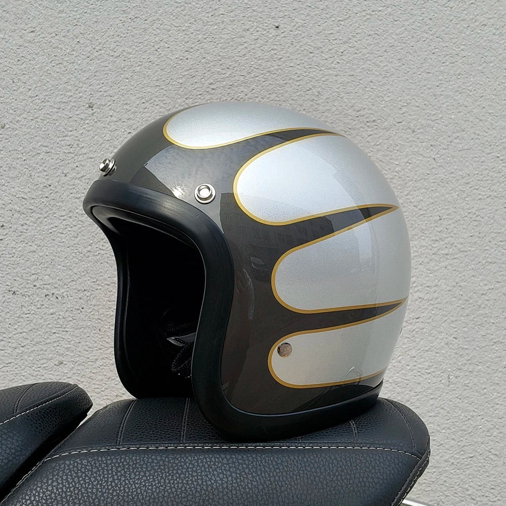 Casque moto rétro compact noir style japonais - vue de trois quarts - vue 10