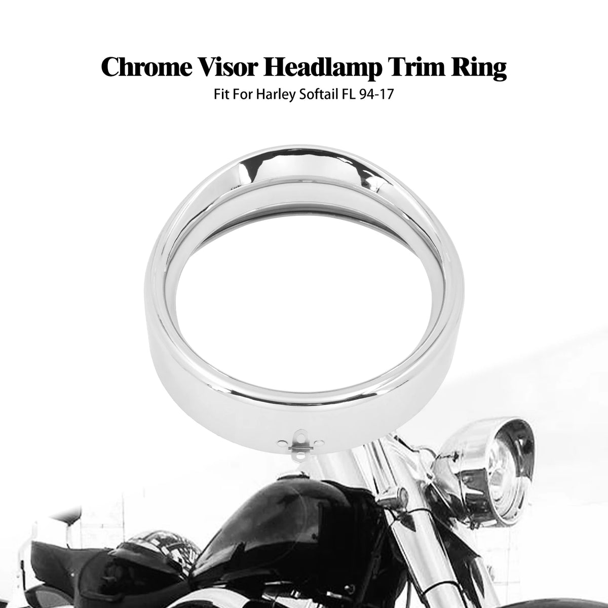 Anneau de Contour de Phare Style Visière (Visor Trim Ring) - Harley-Davidson Softail FLS/FLST/FLSTC/FLSTF 1994-2017 – photo 1/7