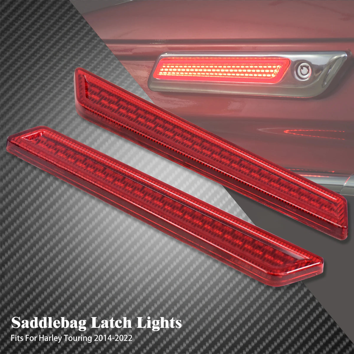 Feux LED de loquets de sacoches rigides fumé/rouge pour Harley Touring CVO, Road King, Electra Glide, Street Glide - vue 3