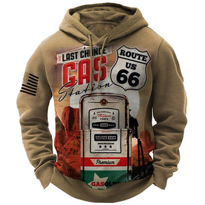 Sweat à Capuche Oversize Homme Imprimé 3D Moto Route 66 - vue 9