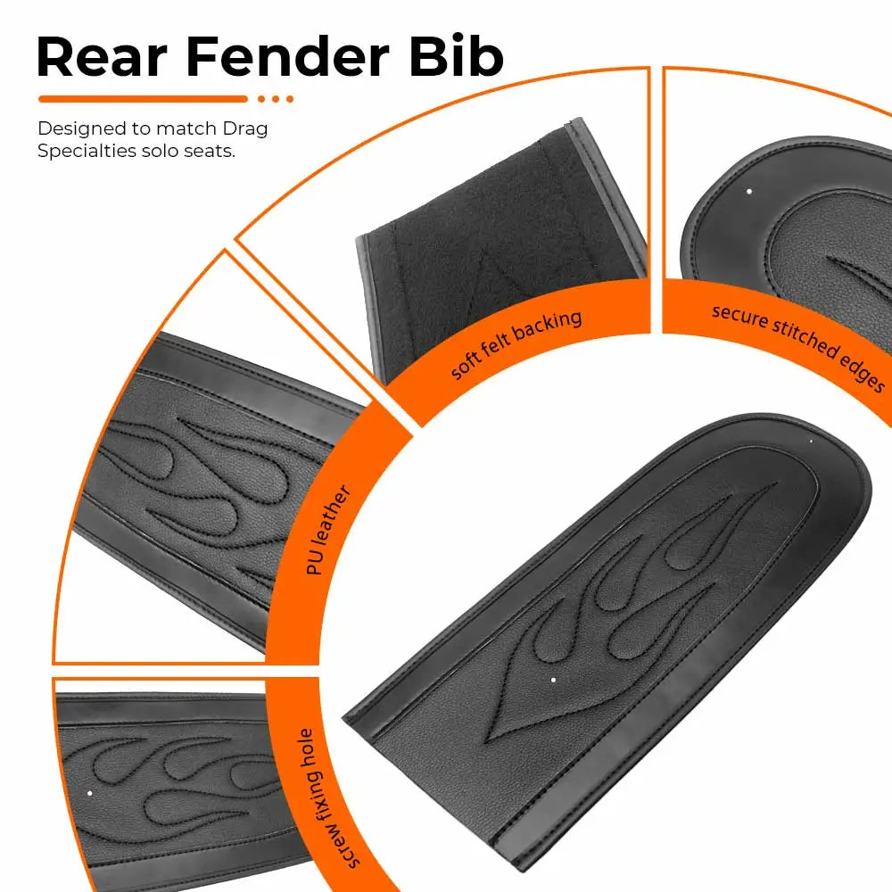 Bavette de garde-boue arrière en cuir noir pour Harley-Davidson Dyna - vue 3
