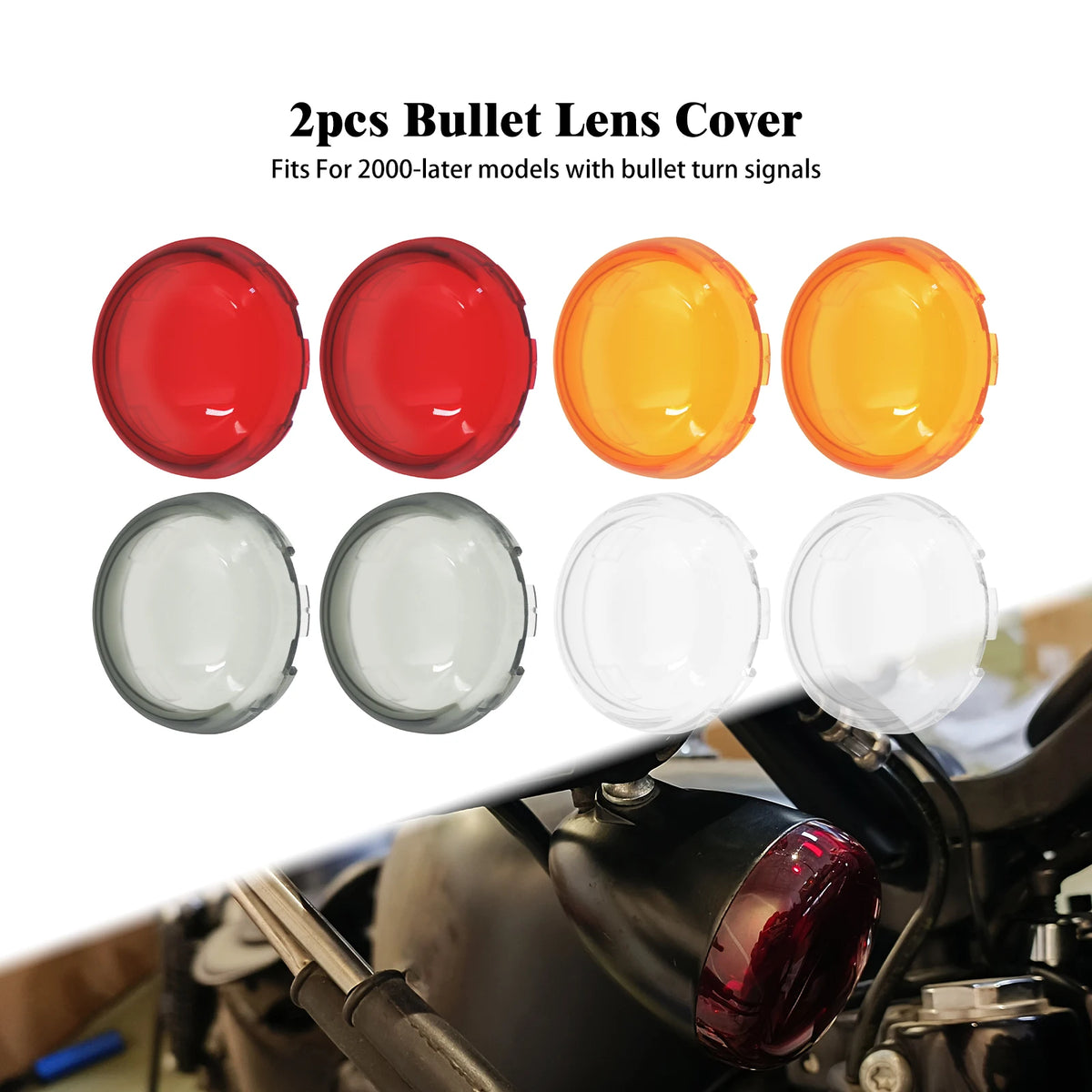 Lot de deux cabochons rouges de clignotant pour moto Harley-Davidson - vue 1