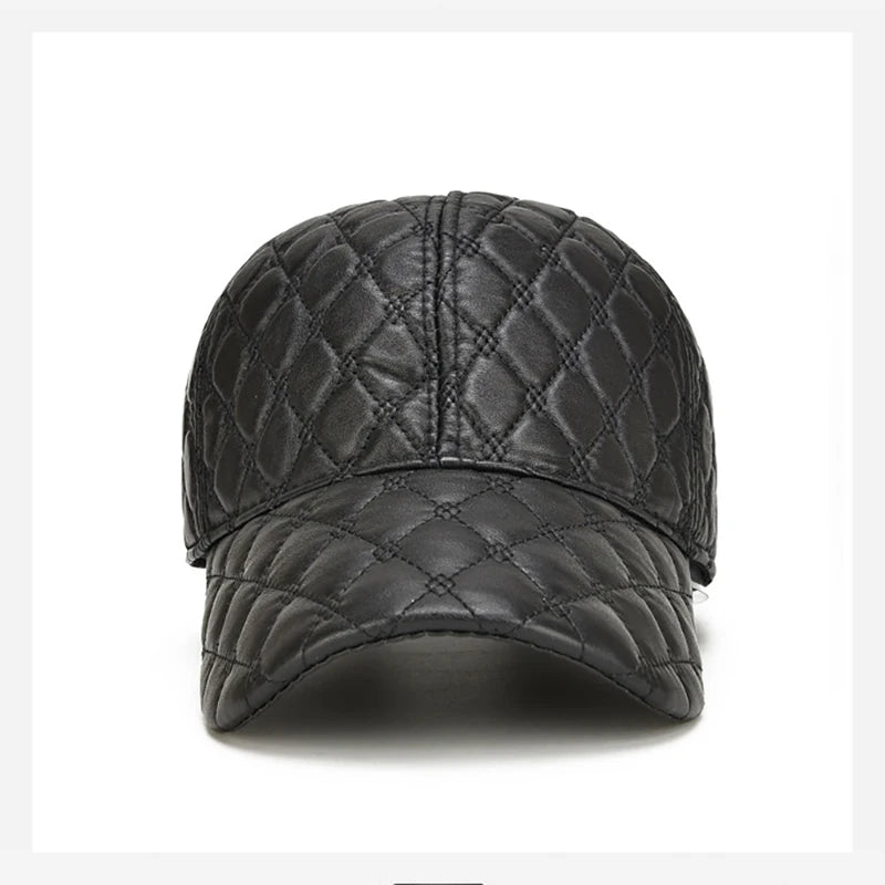 Casquette en cuir de mouton noir pour homme - vue 2