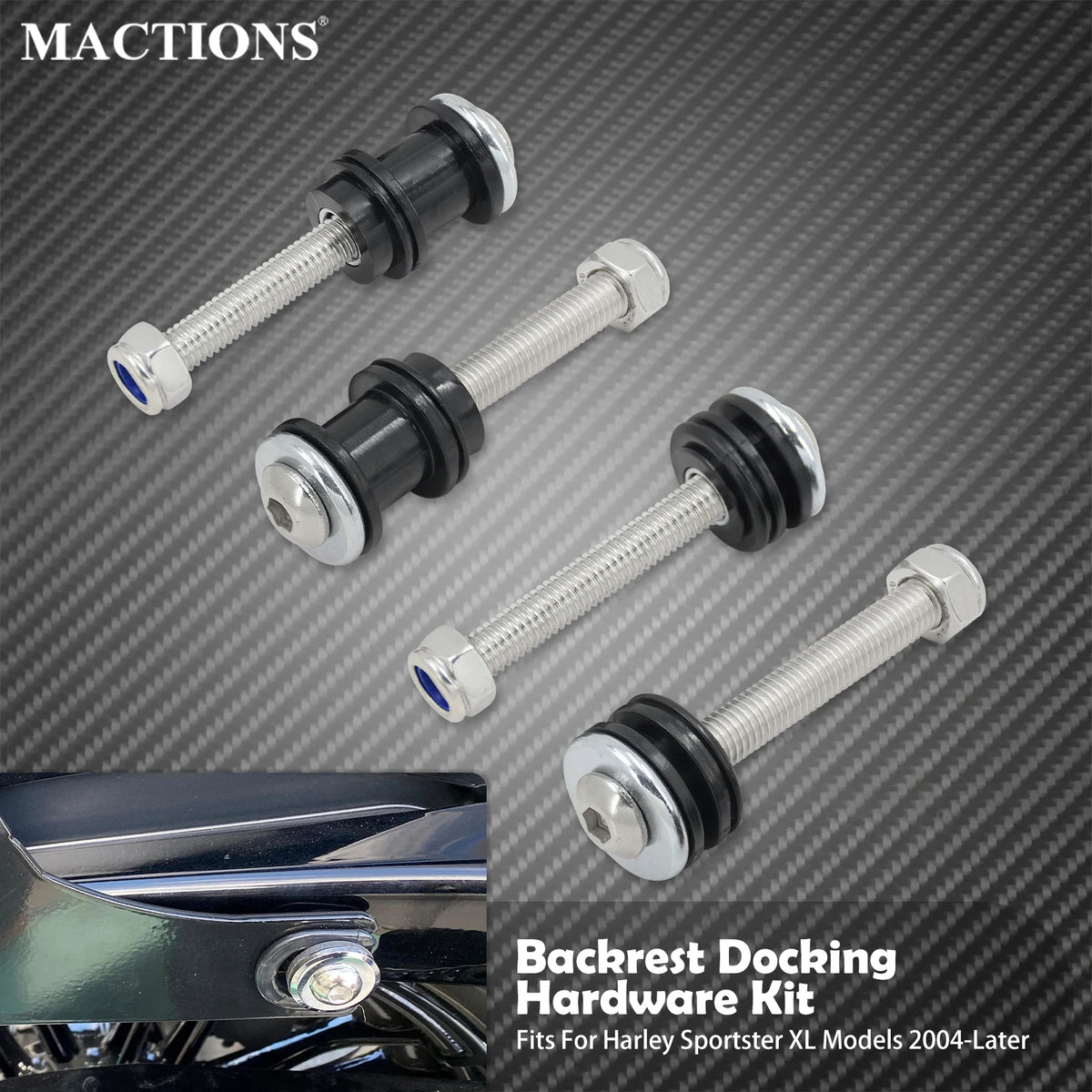 Kit de fixation rapide (docking hardware) pour dossier sissy bar - Harley-Davidson Sportster XL 883, 1200, Nightster 2004-2022 – photo 1/7
