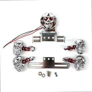 Kit feu arrière tête de mort chromé pour Harley Big Twin - vue 2