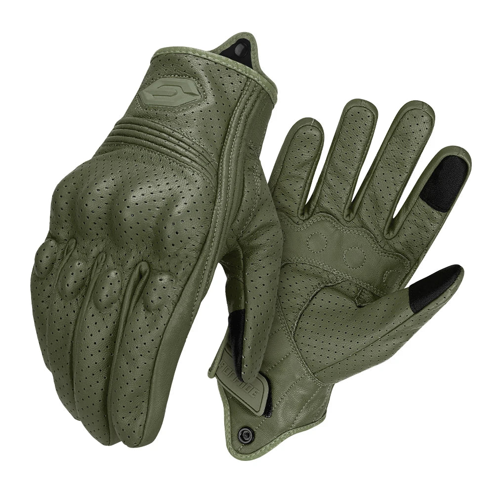 Gants moto en cuir noir, vue de dessus - vue 14