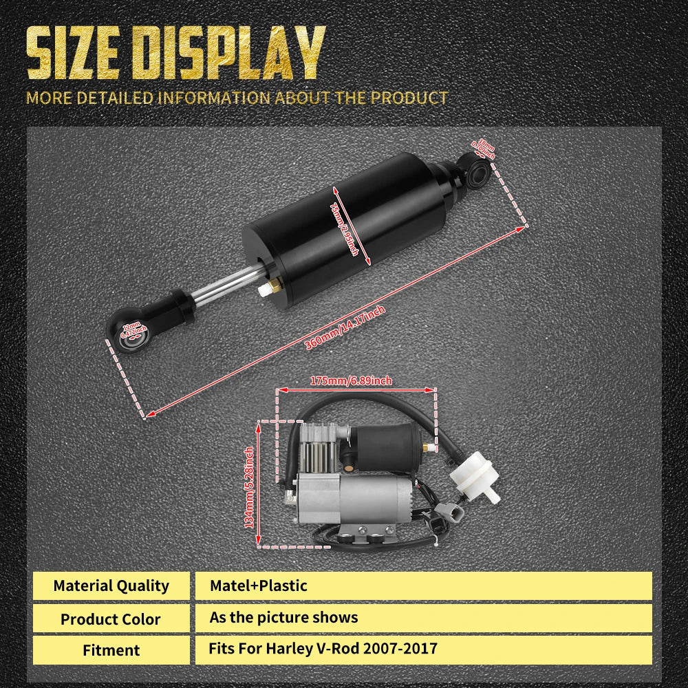 Kit de Suspension Arrière Pneumatique Réglable (Air Ride) - Harley-Davidson V-Rod 2007-2017 – photo 6/6