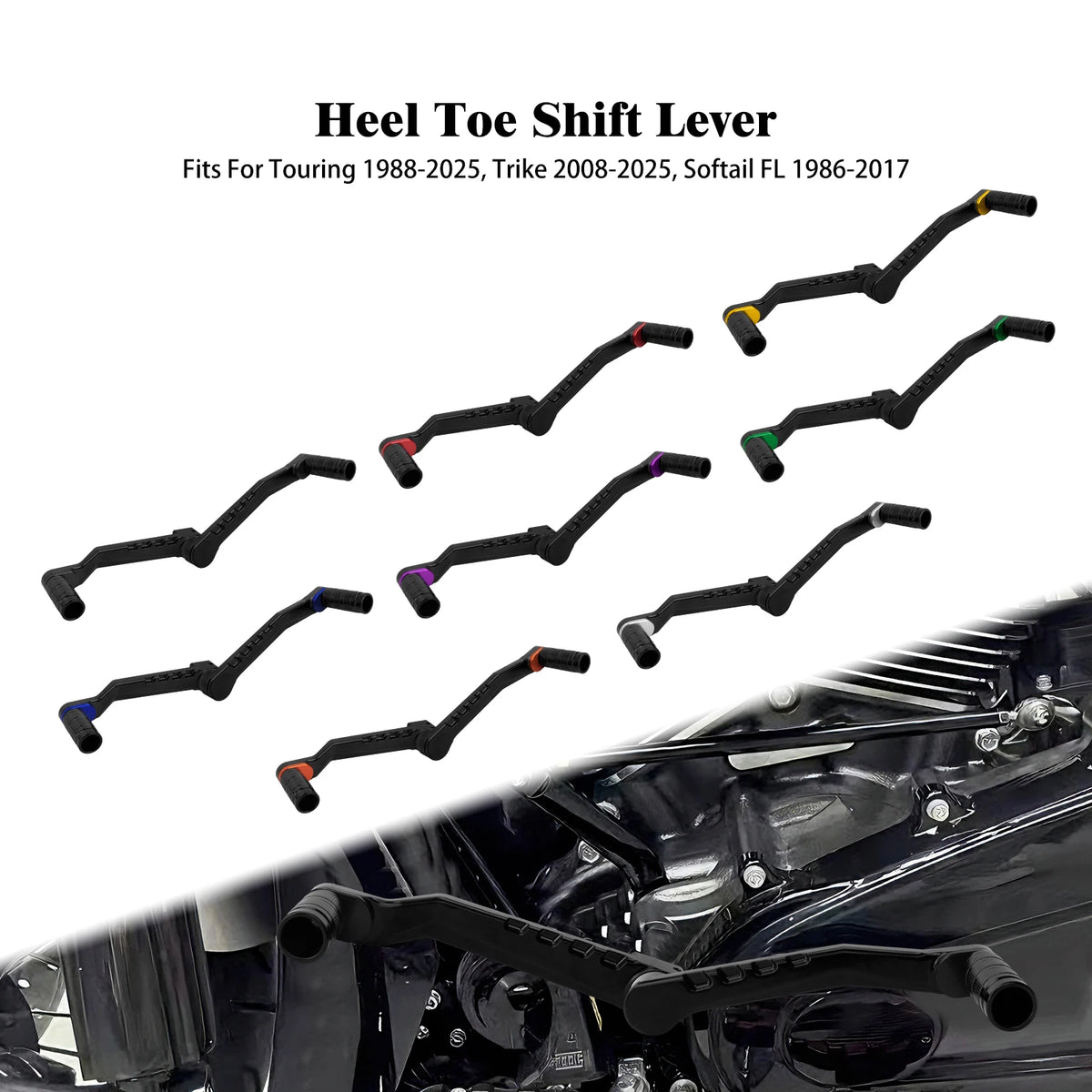 Levier de sélecteur talon-pointe en aluminium pour Harley-Davidson - vue 1