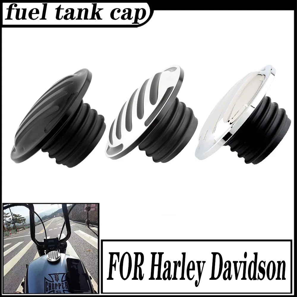 Bouchon de réservoir décoratif ventilé en aluminium CNC pour Harley Touring, Road King, Softail, Dyna, Sportster XL 1200/883
