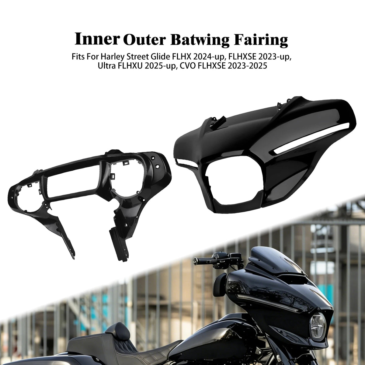 Kit de carénage avant noir avec support d'instruments pour Harley-Davidson Street Glide - vue 1