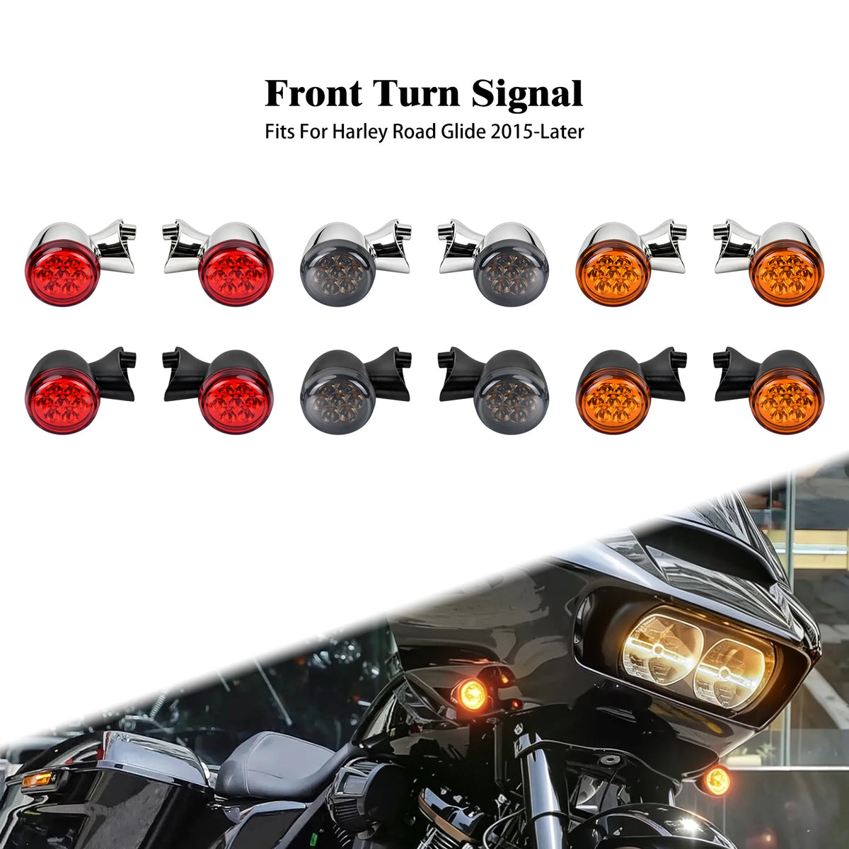 Clignotant avant LED chromé pour Harley-Davidson Touring Road Glide - vue 1