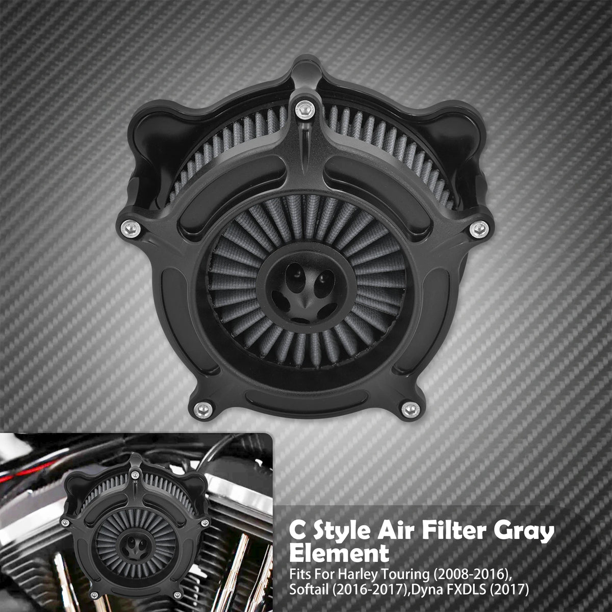 Kit de filtre à air gris CNC complet pour Harley-Davidson Sportster, Touring, Dyna, Softail – photo 10/10