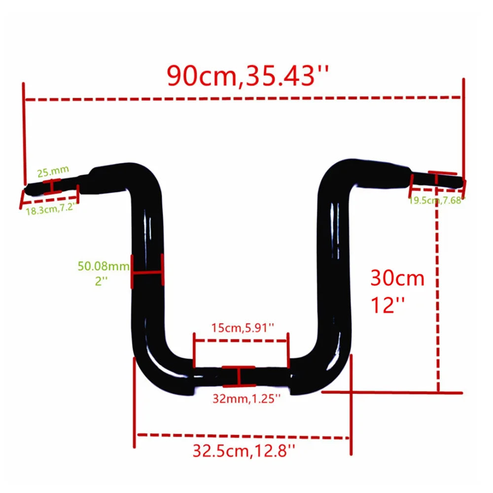 Guidon ape hanger 50 mm pour Harley Fat Boy - vue 1