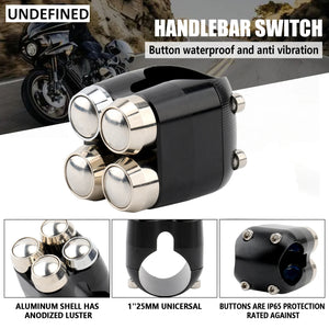Commutateur de guidon multifonction 25 mm, compatible Harley et autres marques – photo 1/10