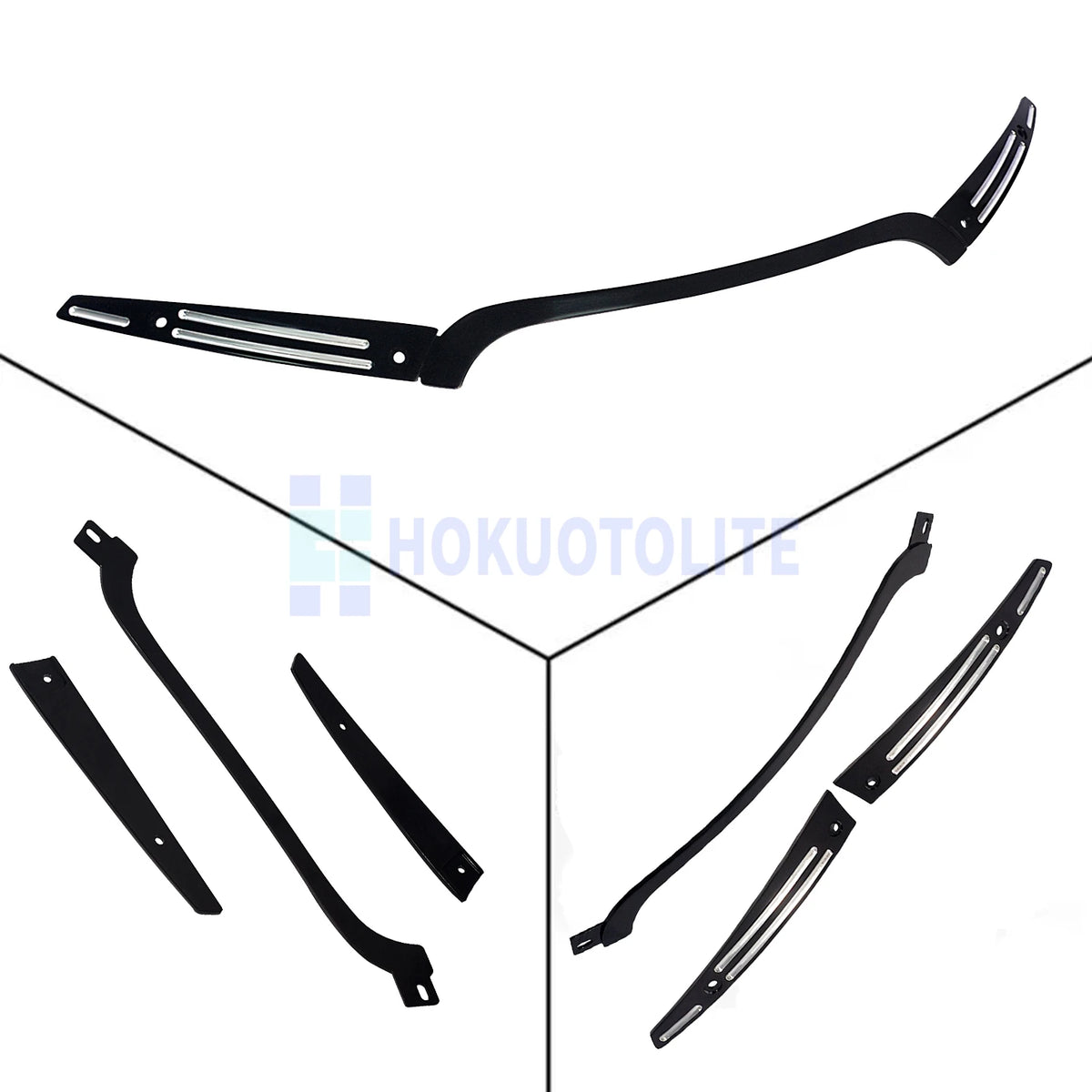 Garniture centrale noire en aluminium pour pare-brise fendu Harley Road Glide - vue 4