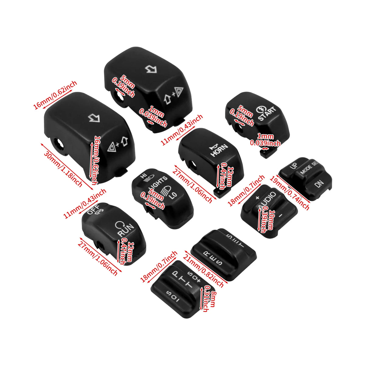 Kit de caches boutons de commodos chromés pour Harley-Davidson Touring - vue 4