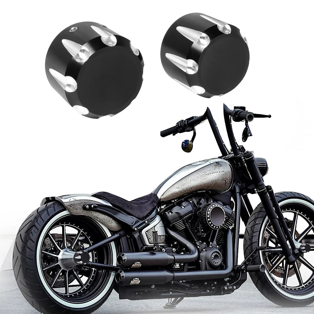 Caches d'écrou d'axe avant pour Harley Touring et Dyna - vue 1