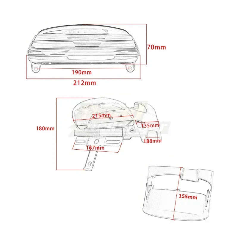 Feu arrière LED tri-bar pour Harley Dyna Fat Bob - vue 6