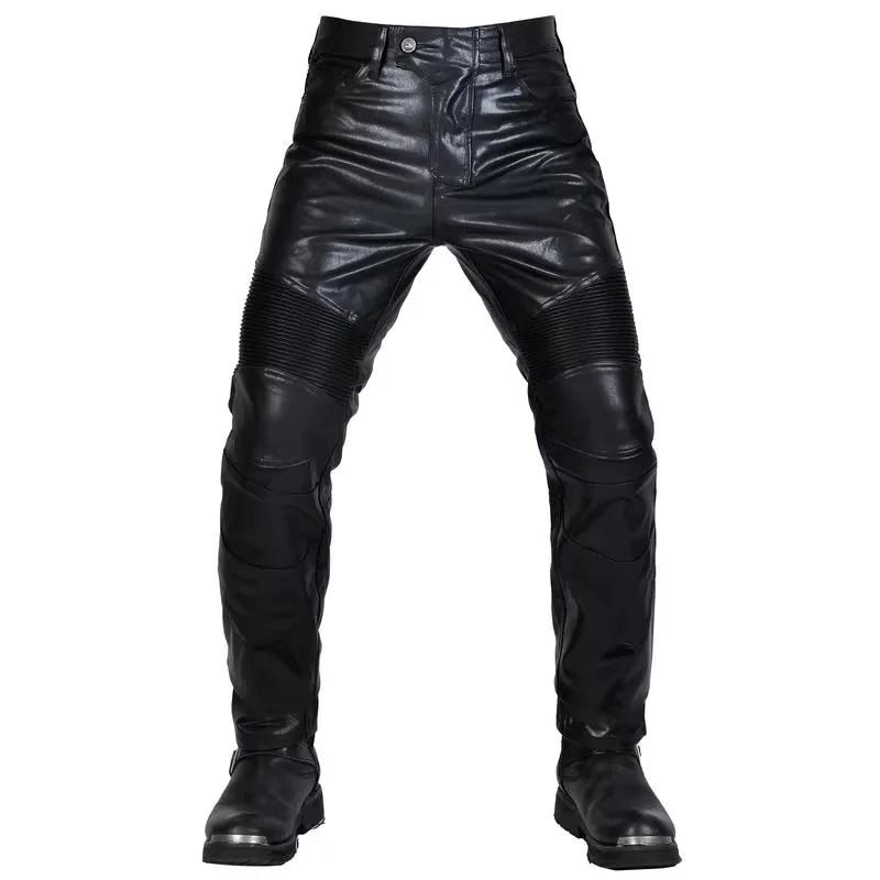 Pantalon Moto Cross Homme Cuir PU Protections CE Genoux Hanches - vue 7