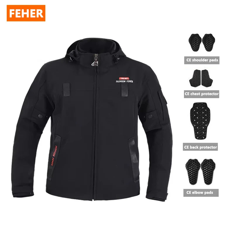 Blouson moto noir avec protections doublure amovible - vue 8