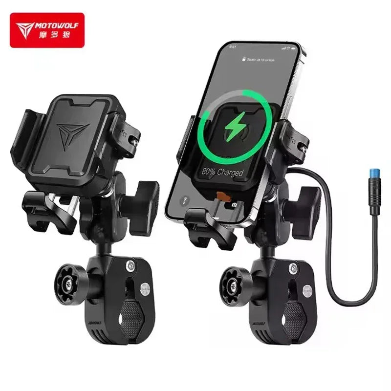 Support Téléphone Moto MOTOWOLF Anti-Vibrations avec Chargeur USB-C