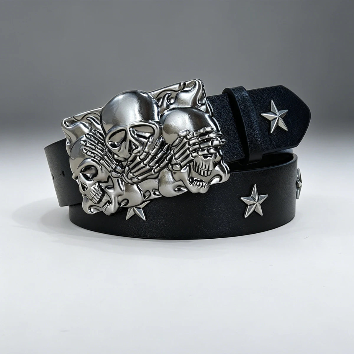 Ceinture homme cloutée boucle croix style punk - vue 5
