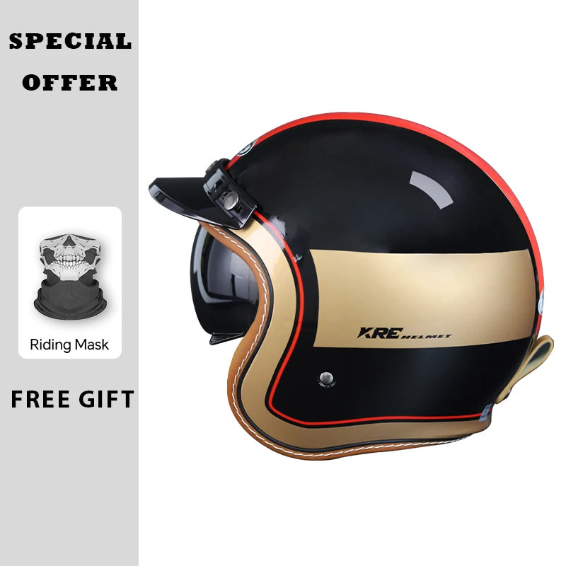 Casque jet vintage style rétro ouvert - vue - vue 8