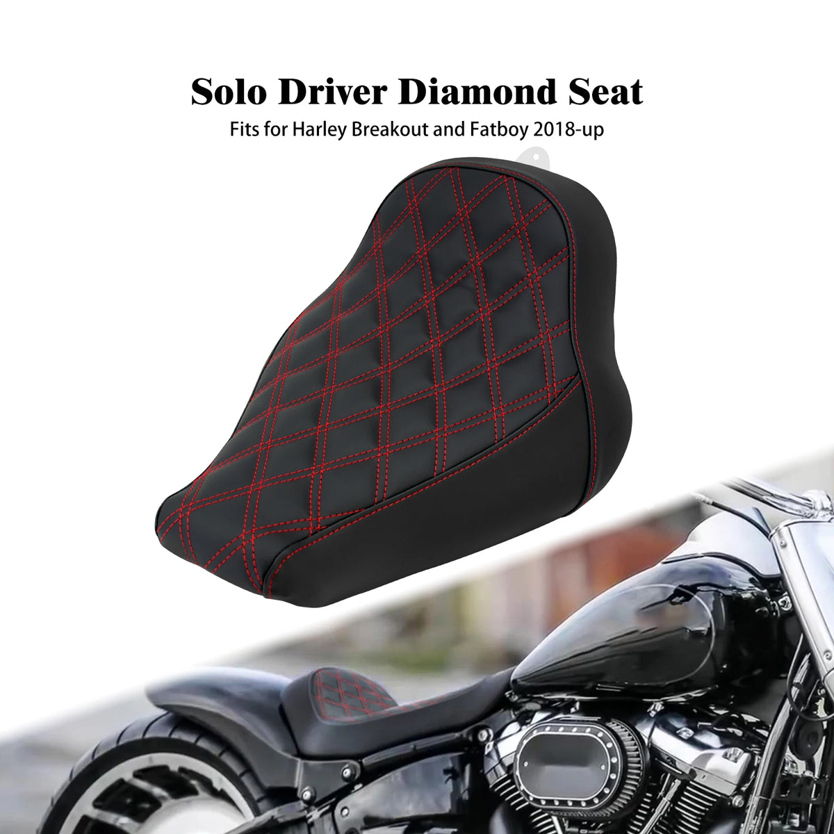 Selle solo pilote profil bas surpiqûres diamant pour Harley-Davidson Softail - vue 10