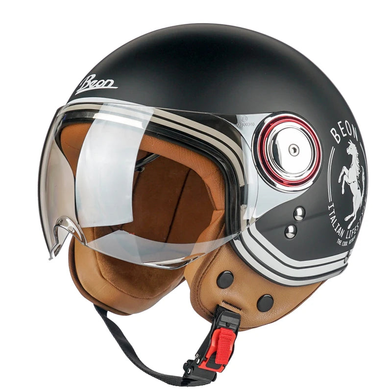 Casque Moto Jet Vintage BEON - Style Chopper Homologué ECE - vue 20