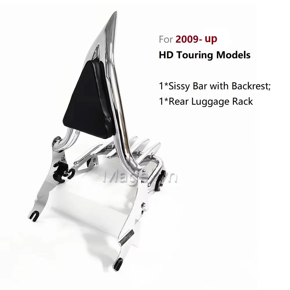Sissy-bar dossier passager avec porte-bagages pour Harley-Davidson Touring Road King, Street Glide et Electra Glide - vue 10