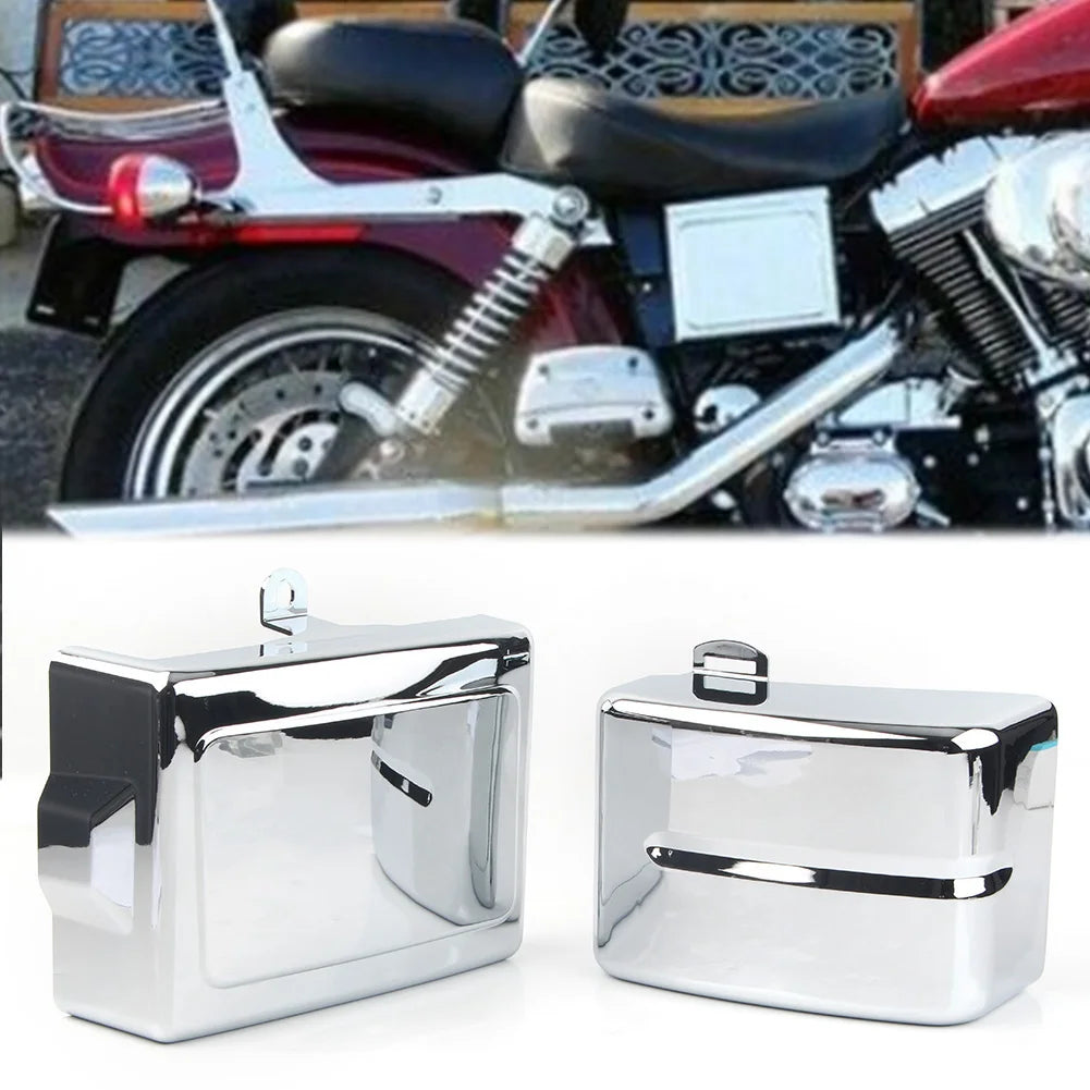 Caches Latéraux de Batterie Chromés (Paire) pour Harley Dyna 2006-2017 – photo 1/6