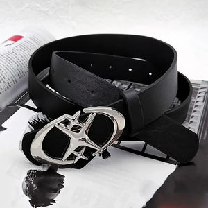 Ceinture unisexe boucle ovale métallique motif croix - vue 2