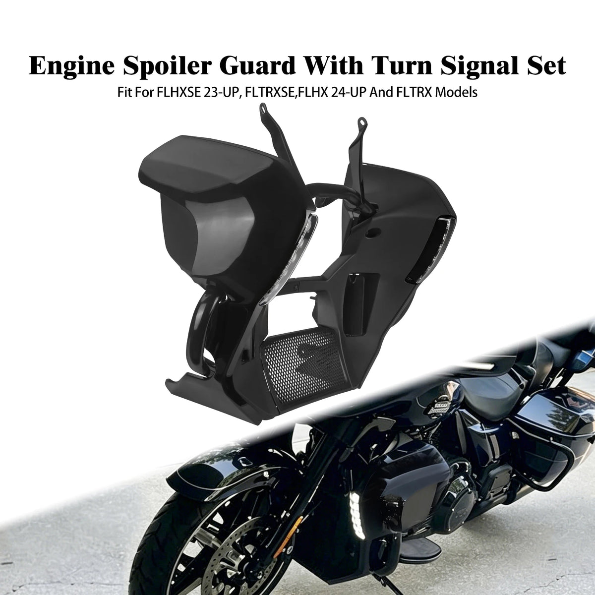 Kit de carénages bas noirs avec support de cadre pour Harley-Davidson Touring - vue 1