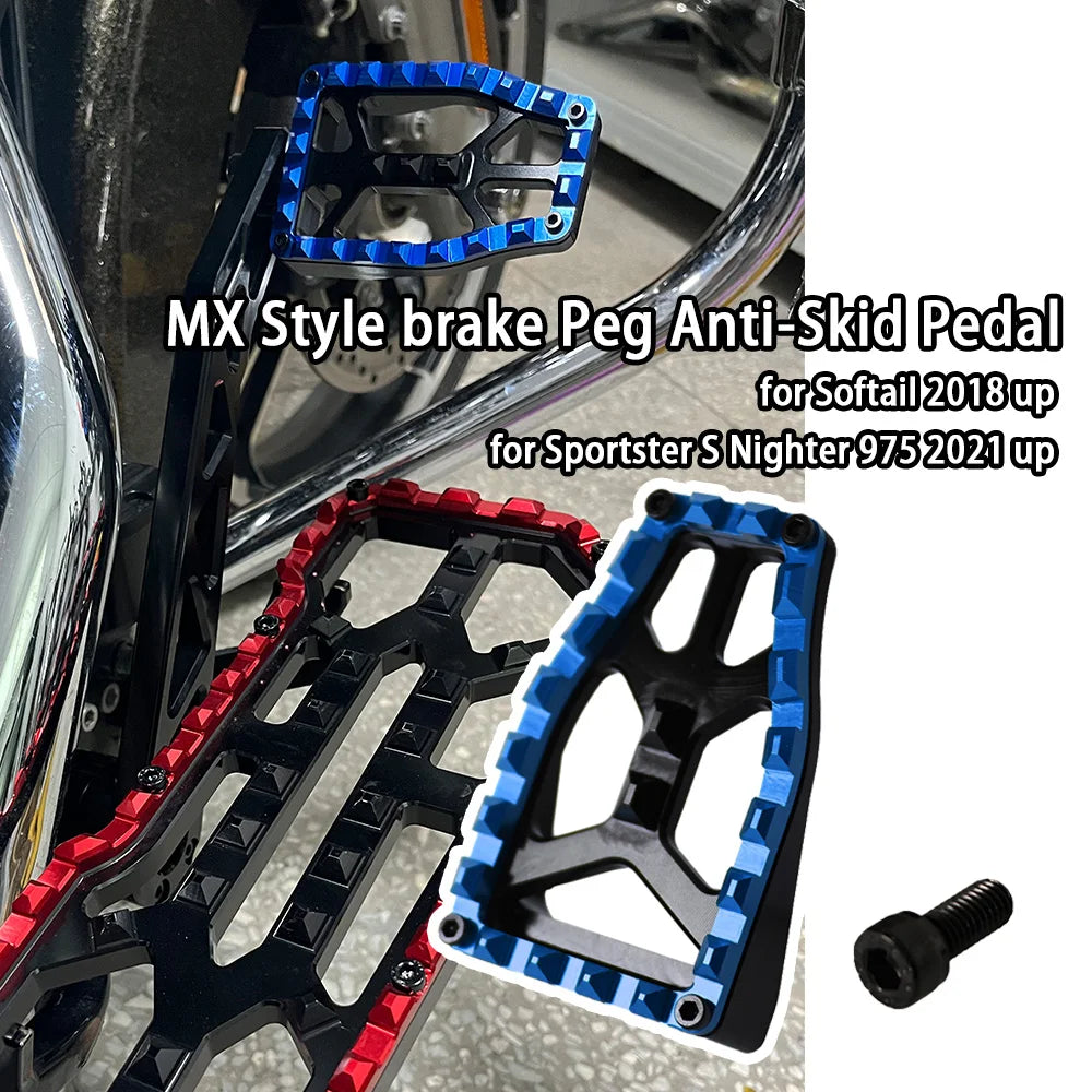 Pédale de frein antidérapante style MX pour Harley-Davidson Softail 2018 et plus et Sportster S Nightster 975 – photo 1/9