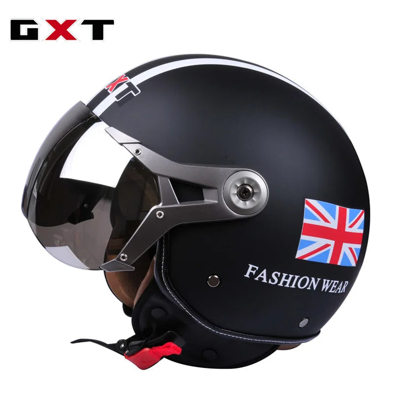 Casque moto jet 3/4 noir - vue latérale - vue 21
