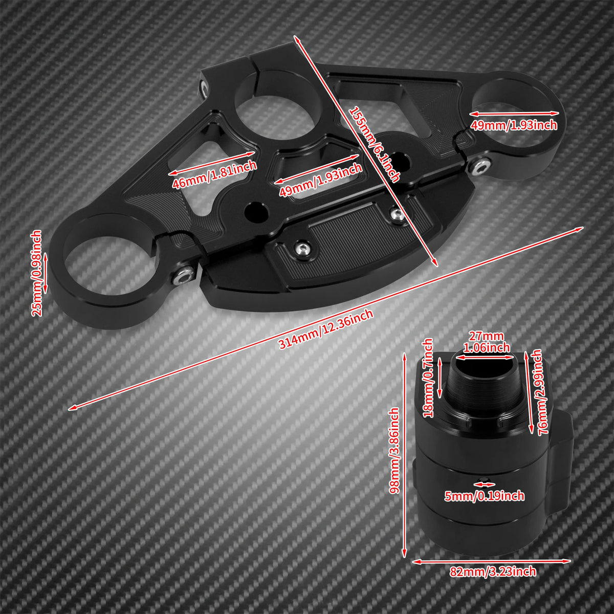 Kit de té supérieur de fourche (top triple tree) + cache contacteur d'allumage pour Harley-Davidson Touring Road Glide 2015-2023 – photo 5/9