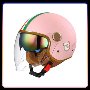 Casque moto jet rétro ouvert, vue de profil - vue 8