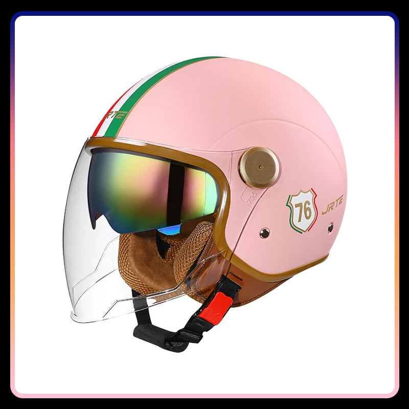 Casque moto jet rétro ouvert, vue de profil - vue 8