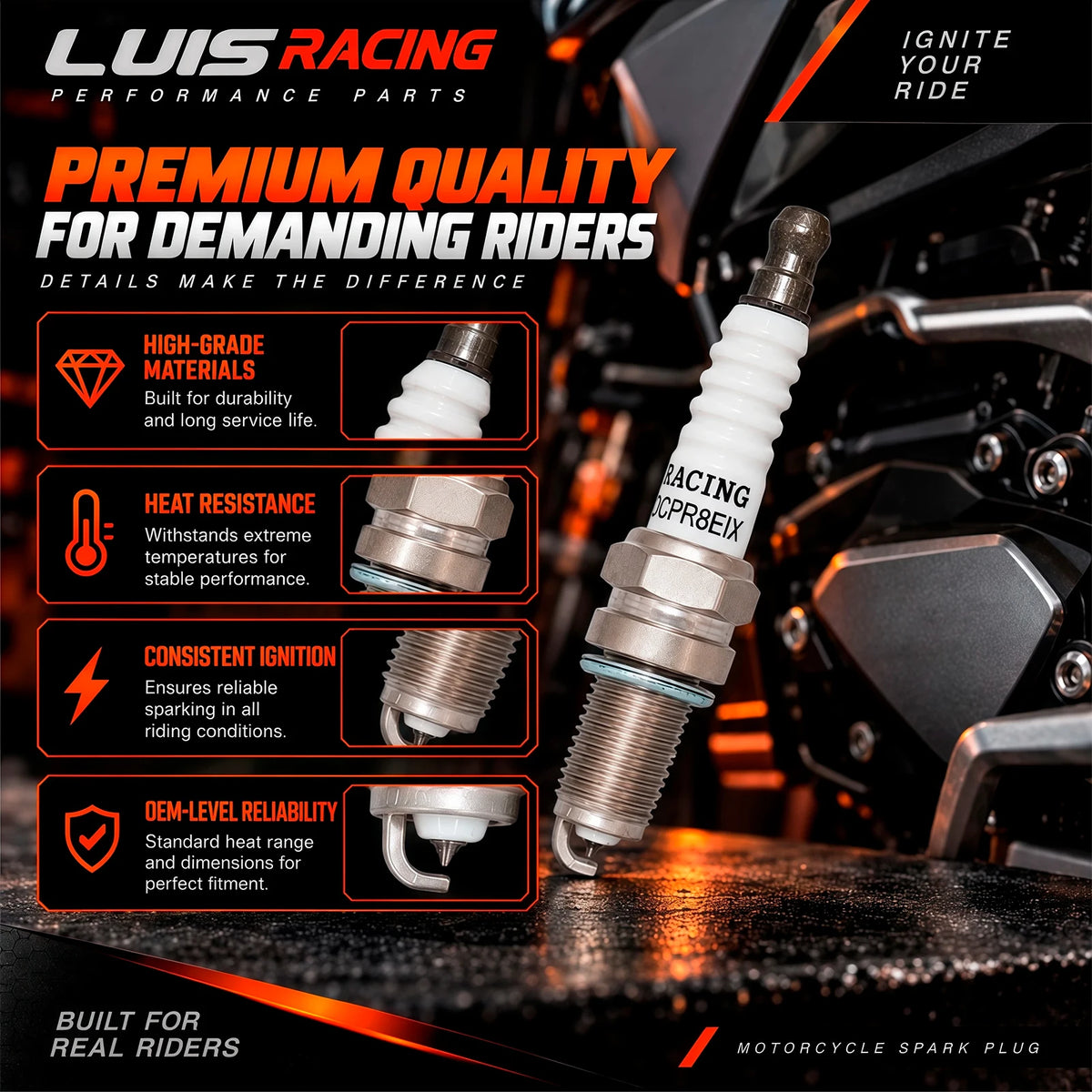 Bougie iridium DCPR8EIX pour Harley V-Rod - vue 6