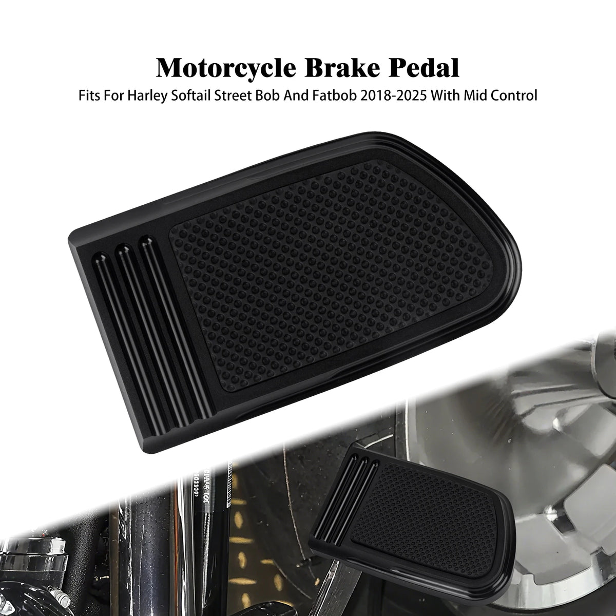 Cache de pédale de frein noir et chromé pour Harley-Davidson Softail - vue 8