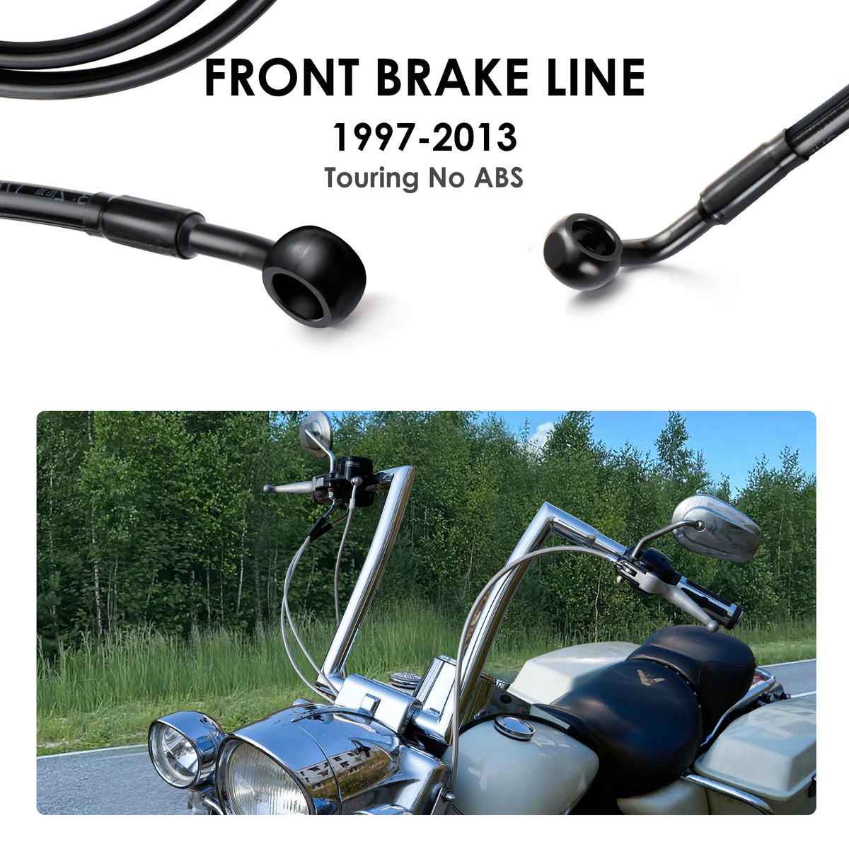 Durite de Frein Avant Tressée Inox (140/145/150 cm) - Harley-Davidson Touring 1997-2013 sans ABS – photo 2/12