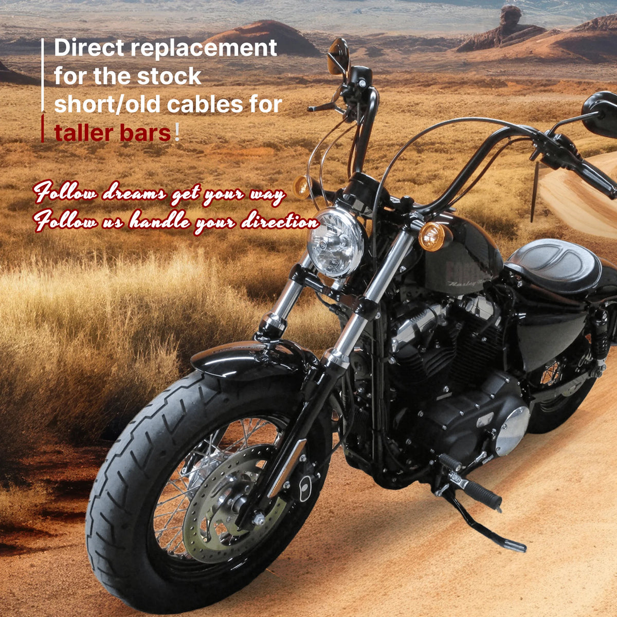 Kit de Câbles Rallongés pour Guidon - Harley-Davidson Sportster XL 2014-2021 (Sans ABS) – photo 6/8