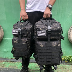 Sac à dos tactique kaki avec système MOLLE - vue 1