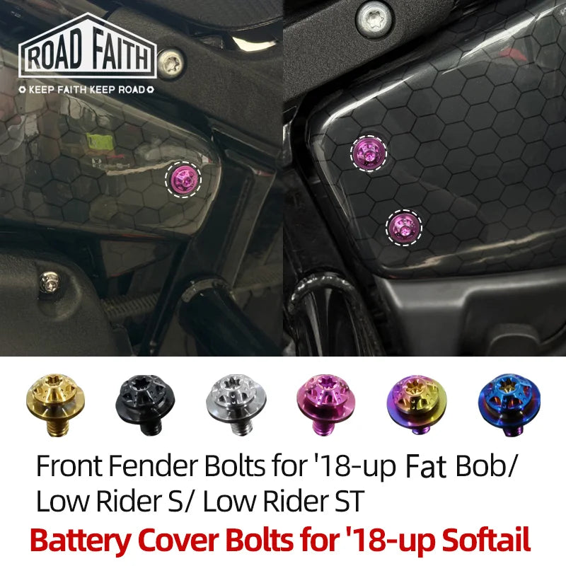 Boulons de Fourche Avant / Cache-Batterie en Titane - Harley-Davidson Softail M8 2018 et plus récent – photo 1/18