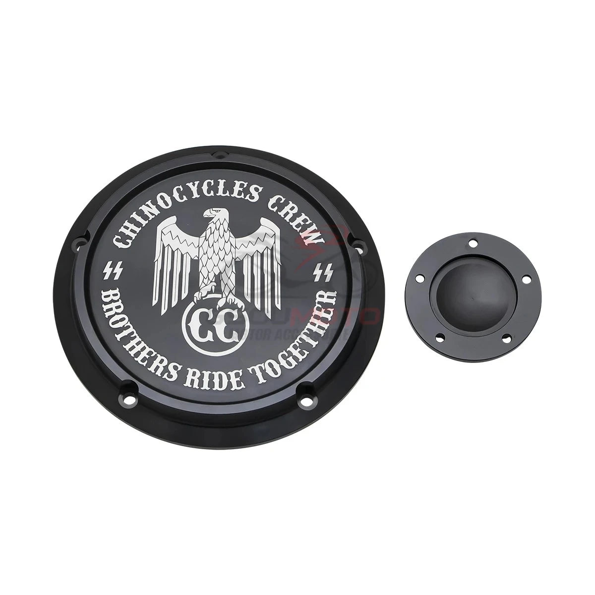 Derby cover noir gravé pour Harley Touring Softail Dyna - vue 8