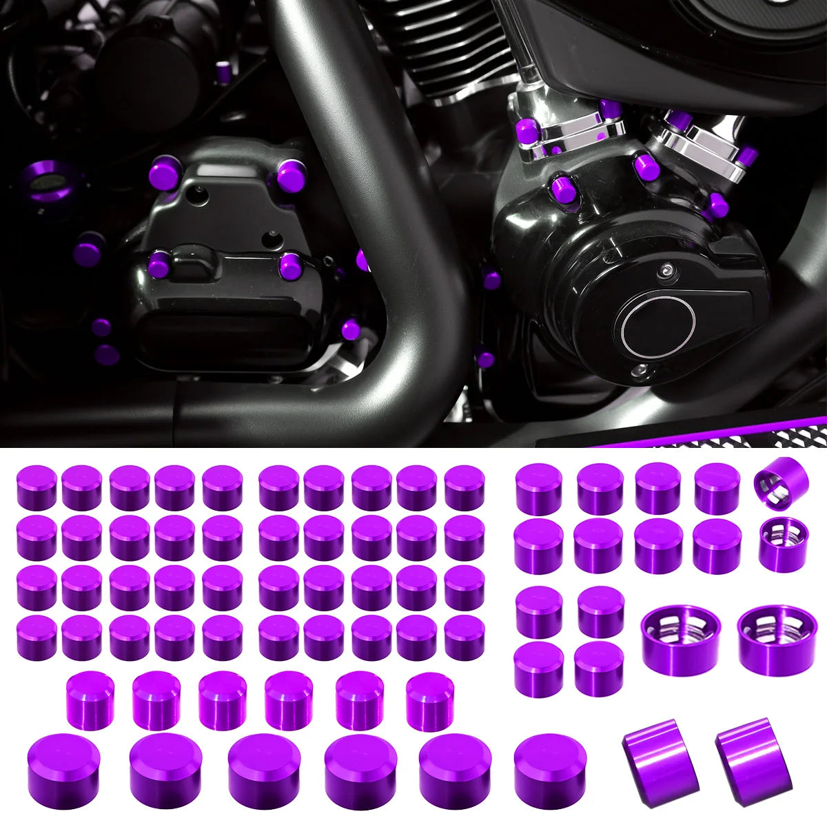 Caches de vis aluminium pour Harley Road Glide et Street Glide - vue 7