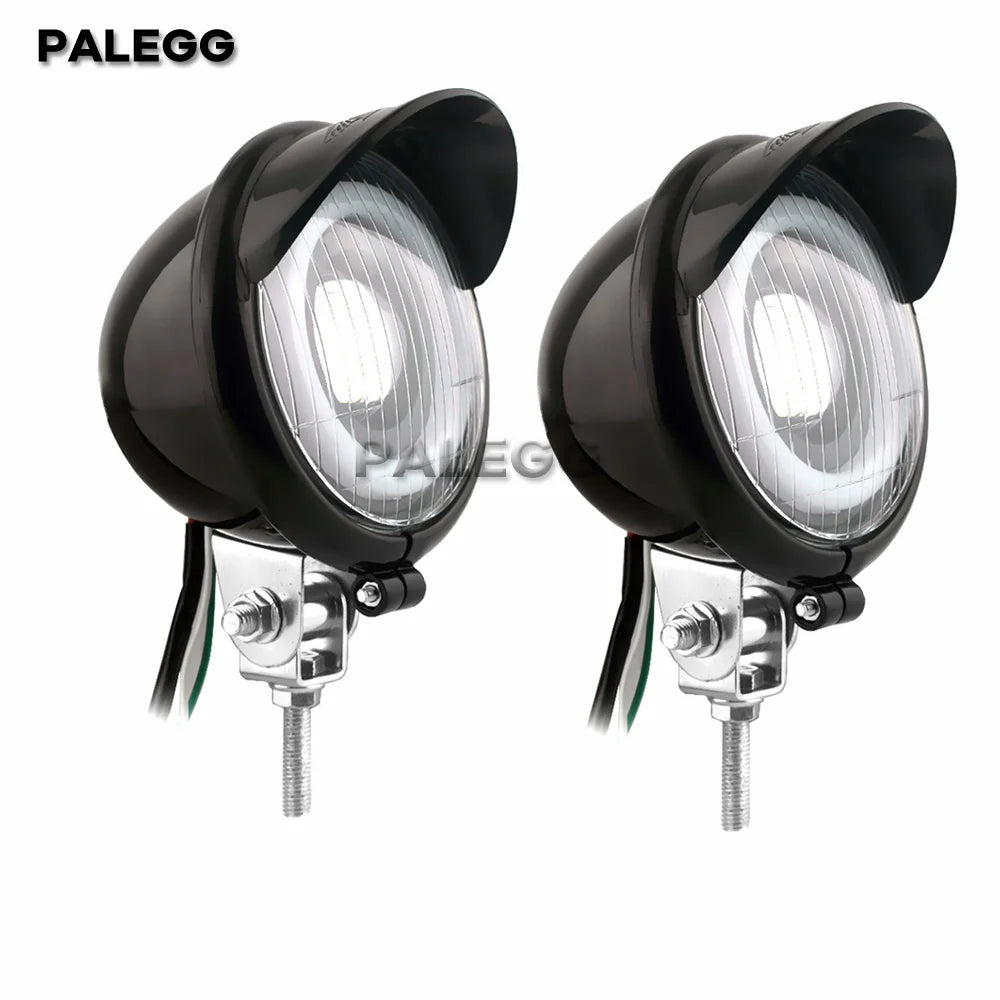 Phare LED rond à visière pour Harley bobber chopper - vue 8