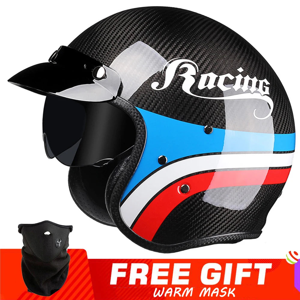 Casque moto jet carbone - vue trois-quarts - vue 8