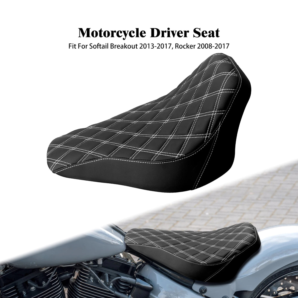 Selle solo conducteur profil bas façon cuir pour Harley-Davidson Softail - vue 9